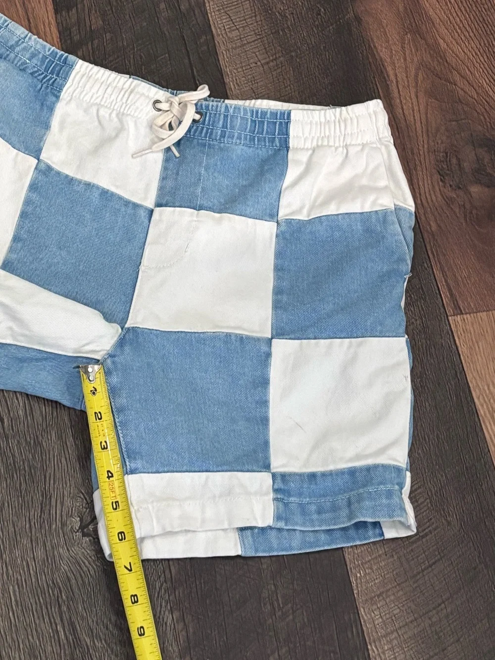 PacSun Blue and White Checkerboard Men’s Shorts in size Medium